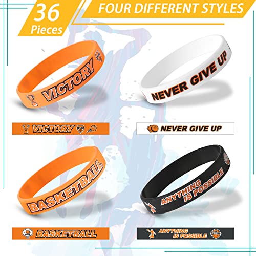 36 Pulseras de Silicona Motivacionales de Baloncesto Decoraciones de Fiesta de Baloncesto para Niños Adolescentes Fiesta Baloncesto Joyería Pulsera de Baloncesto Suministro Regalo Deportivo