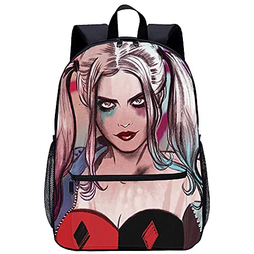 3D Escolar Mochila con Mochila Ordenador Portátil-Harley Quinn-Adecuado para: estudiantes de primaria y secundaria, la mejor opción para viajes al aire libre-Tamaño: 45x30x15 cm / 17 pulgadas-Capac