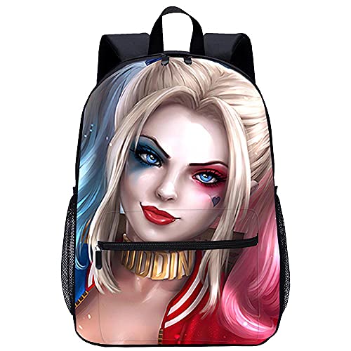 3D Escolar Mochila con Mochilas Escolares-Harley Quinn-Adecuado para: estudiantes de primaria y secundaria, la mejor opción para viajes al aire libre-Tamaño: 45x30x15 cm / 17 pulgadas-Mochila Para