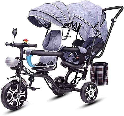 4 en 1 triciclo, doble triciclo para niños, caminatas gemelas Confort de dos asientos, bicicleta de 3 ruedas para niños con asiento giratorio, bebé infantil niño carrito de 6 meses a 6 años