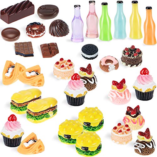 50 Alimentos en Miniatura de Juguete de Casa Muñecas Mini Alimentos Bebidas Escala 1:12 Juguetes Comida Cocina Accesorios Cocina en Miniatura Set de Comida y Vajilla (Serie Linda)