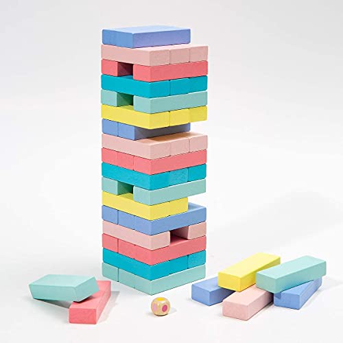 51 piezas de bloques de juego coloridos de Tumble Tower Juego de mesa apilable para niños Juguetes educativos para niñas Niños de 3-14 años (multicolor)