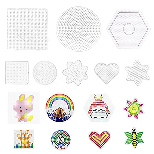 5mm Pegboards, Placa de plástico Transparente para Clavos de 5mm, Set de Beads Plantilla Grandes de 8 Piezas, Placas Transparente para Cuentas Niños Artesanía Perlas