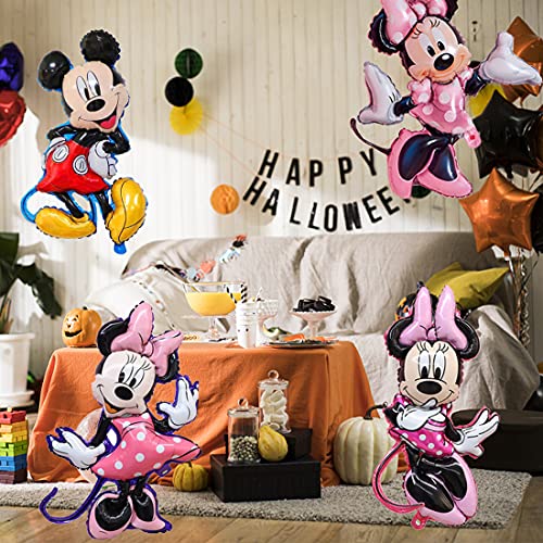 5pcs Globos de papel de aluminio para fiestas de Mickey de Wopin-Minnie Mickey Globos de papel de aluminio para decoración de fiesta de cumpleaños de niñas