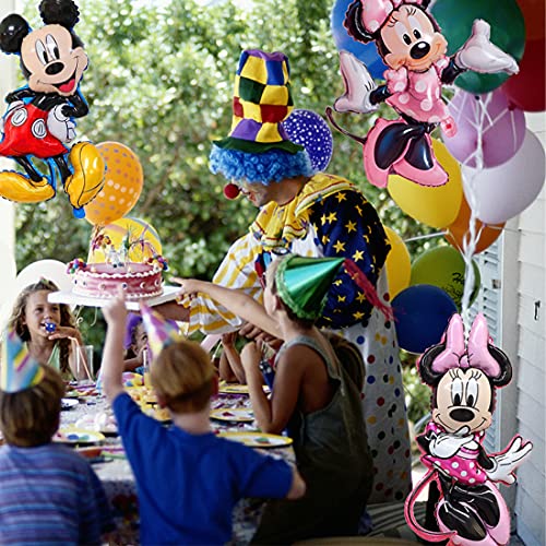 5pcs Globos de papel de aluminio para fiestas de Mickey de Wopin-Minnie Mickey Globos de papel de aluminio para decoración de fiesta de cumpleaños de niñas