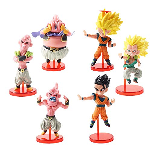 6 unids/Dragon Ball Z figura Super Saiyan Majin Buu Gotenks Son Goku Gohan Q versión Dragonball figura de acción modelo de juguete 6-10 cm