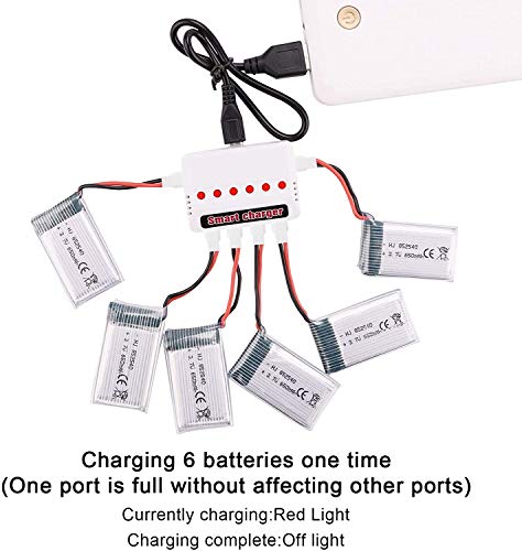 6PCS 3.7V 650mAh 1s Lipo Bateria with USB Charger for RC Syma X5 Serial UAV Drone