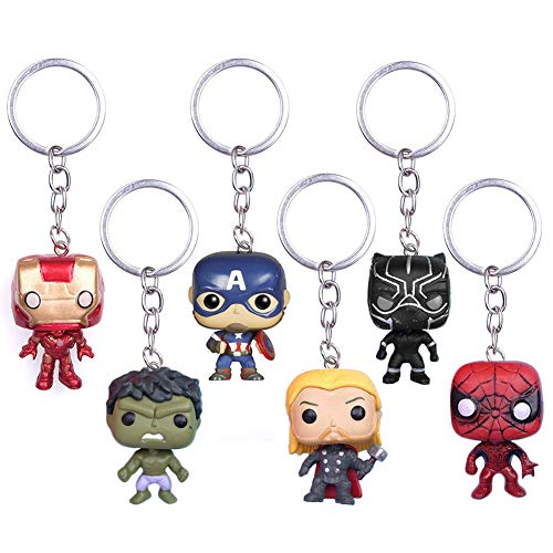 6Pcs Marvel Fans Llavero SuperH The Avengers Llavero Deadpool Colgante Llaveros Iron man Spiderm Llavero