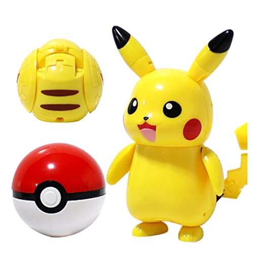 6pcs Pokemon Elf Ball Deformation Toy Model Pikachu Jenny Turtle Mewtwo Pokemon Figura de acción Juguete Modelo de muñeca móvil