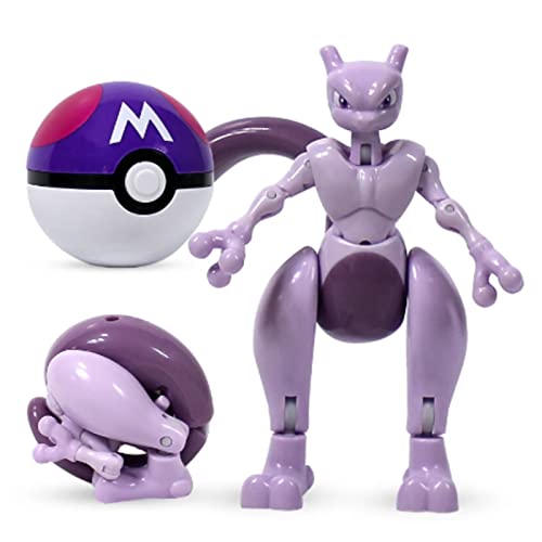 6pcs Pokemon Elf Ball Deformation Toy Model Pikachu Jenny Turtle Mewtwo Pokemon Figura de acción Juguete Modelo de muñeca móvil