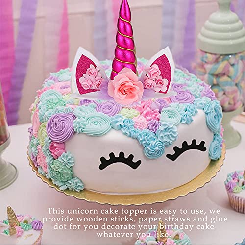 74pcs Unicorn Birthday Cake Topper Set, Cupcake Topper Doble Sided, Party Supplies Cake Decorations para Niños Niñas Regalo Unicornio Decoraciones de Fiesta de Cumpleaños