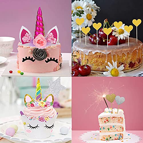 74pcs Unicorn Birthday Cake Topper Set, Cupcake Topper Doble Sided, Party Supplies Cake Decorations para Niños Niñas Regalo Unicornio Decoraciones de Fiesta de Cumpleaños