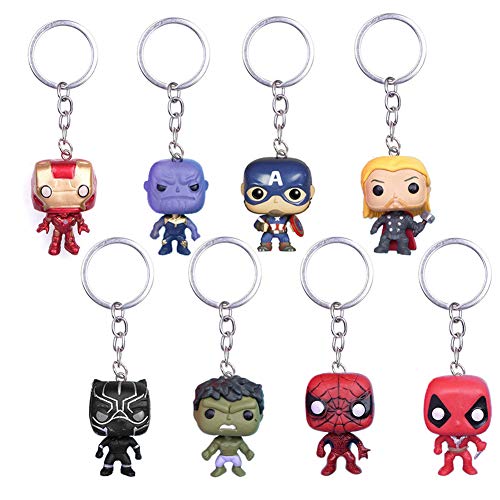 8Pcs Marvel Fans Llavero SuperH The Avengers Llavero Deadpool Colgante Llaveros Iron man Spiderm Llavero