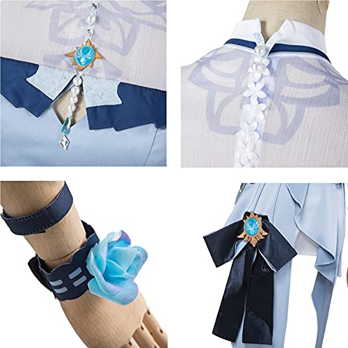 9pcs Anime Genshin Impact Jean Gunnhildr Halloween Carnival Cosplay Costume Sea Breeze Dream Daily Uniform Trajes,Azul,S