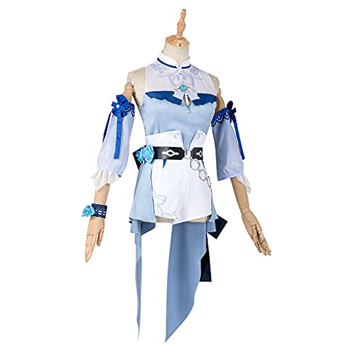 9pcs Anime Genshin Impact Jean Gunnhildr Halloween Carnival Cosplay Costume Sea Breeze Dream Daily Uniform Trajes,Azul,S