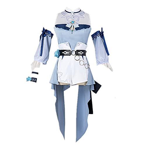 9pcs Anime Genshin Impact Jean Gunnhildr Halloween Carnival Cosplay Costume Sea Breeze Dream Daily Uniform Trajes,Azul,S