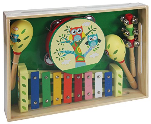 A. B. Gee LXS0167 - Juego de Instrumentos Musicales (Madera), diseño de búhos