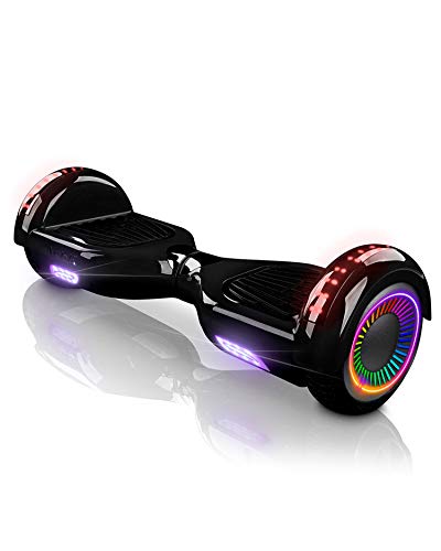 ACBK - Hoverboard Patinete Eléctrico Autoequilibrio con Ruedas de 6.5" (Altavoces Bluetooth + Ruedas Led integradas + Bolsa Transporte) Velocidad máxima: 10-12 km/h - Autonomía 10-12 km (Negro)