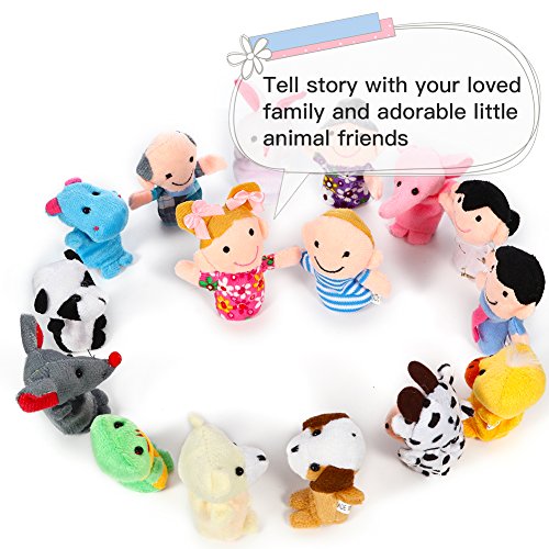 Acekid 16pcs Marionetas de Dedo Animales y Familiares Marionetas de Mano Baby Story Time Props