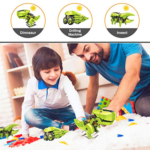 Achort 3 en 1 Juguetes educativos de Robot Solar, Kit de Robot de Dinosaurio con energía Solar, Juguetes Stem Kit de Experimento de Ciencia de construcción de Bricolaje para niños niños niñas de 8-10