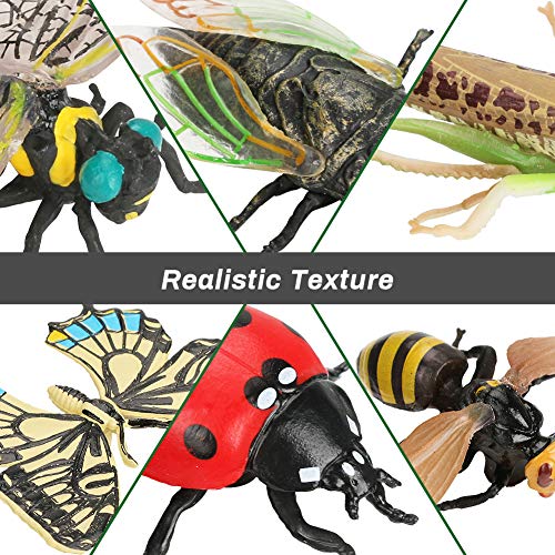 Achort 6pcs Insectos e Insectos de plástico para niños Figuras de Insectos Juguetes Figuras de Insectos Plásticos Kits para educación/Juguetes de Halloween/Fiestas temáticas/Regalos cumpleaños