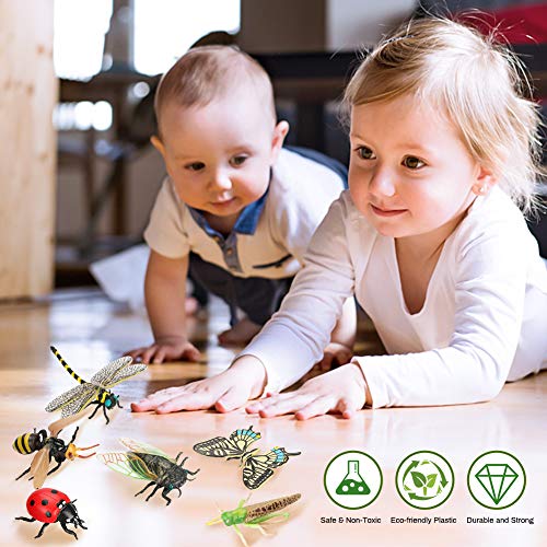 Achort 6pcs Insectos e Insectos de plástico para niños Figuras de Insectos Juguetes Figuras de Insectos Plásticos Kits para educación/Juguetes de Halloween/Fiestas temáticas/Regalos cumpleaños