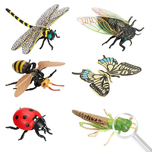 Achort 6pcs Insectos e Insectos de plástico para niños Figuras de Insectos Juguetes Figuras de Insectos Plásticos Kits para educación/Juguetes de Halloween/Fiestas temáticas/Regalos cumpleaños