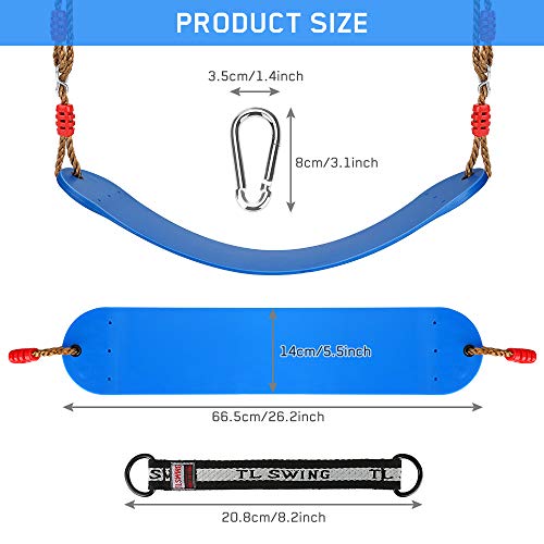 Achort Columpio para Niños, Asiento de Columpio de plástico Suave EVA con Gancho de Presión y Cuerda Ajustable, Columpio para Niños al Aire Libre, Adultos, Interior, Exterior