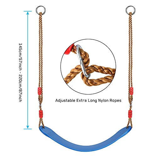 Achort Columpio para Niños, Asiento de Columpio de plástico Suave EVA con Gancho de Presión y Cuerda Ajustable, Columpio para Niños al Aire Libre, Adultos, Interior, Exterior