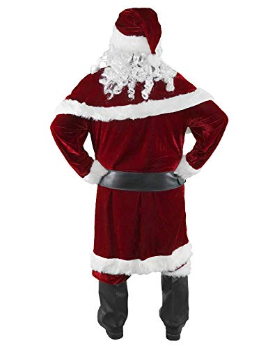 Ahititi Disfraz de Papá Noel para Hombres, Conjunto de 12 PCS de Navidad para Adultos Traje de Santa Claus de Terciopelo Lujoso Rojo M