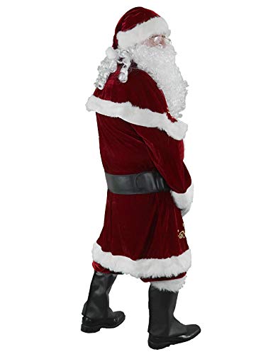 Ahititi Disfraz de Papá Noel para Hombres, Conjunto de 12 PCS de Navidad para Adultos Traje de Santa Claus de Terciopelo Lujoso Rojo M