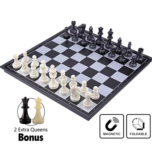 Ajedrez Profesional, Juego de Ajedrez Magnetico, Plegable Tablero Ajedrez Piezas Ajedrez para Viaje y Fiesta, Chess Ajedrez Regalos para Niños y Adultos(25x25cm)