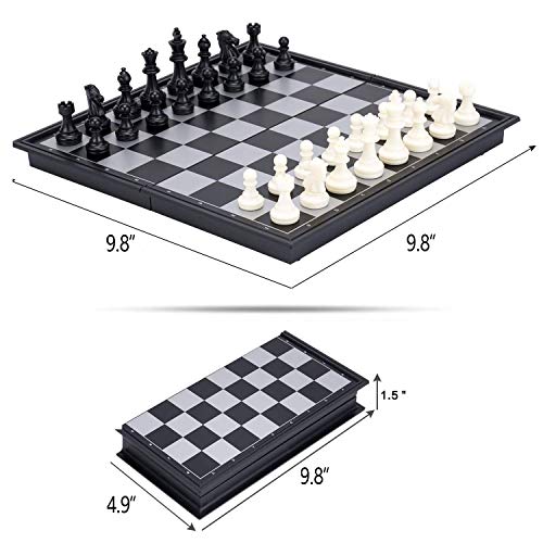 Ajedrez Profesional, Juego de Ajedrez Magnetico, Plegable Tablero Ajedrez Piezas Ajedrez para Viaje y Fiesta, Chess Ajedrez Regalos para Niños y Adultos(25x25cm)