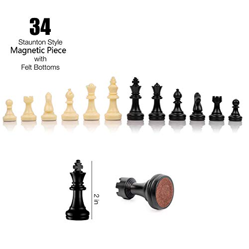 Ajedrez Profesional, Juego de Ajedrez Magnetico, Plegable Tablero Ajedrez Piezas Ajedrez para Viaje y Fiesta, Chess Ajedrez Regalos para Niños y Adultos(25x25cm)