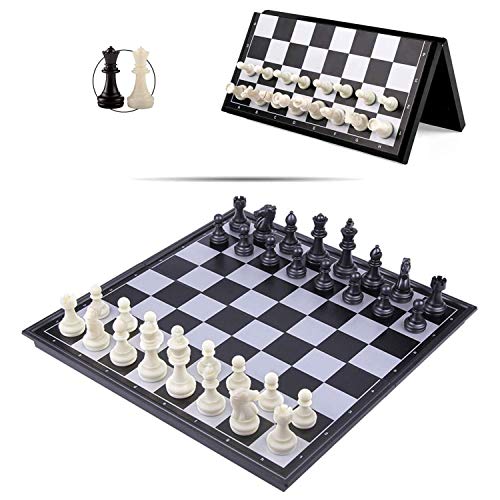 Ajedrez Profesional, Juego de Ajedrez Magnetico, Plegable Tablero Ajedrez Piezas Ajedrez para Viaje y Fiesta, Chess Ajedrez Regalos para Niños y Adultos(25x25cm)