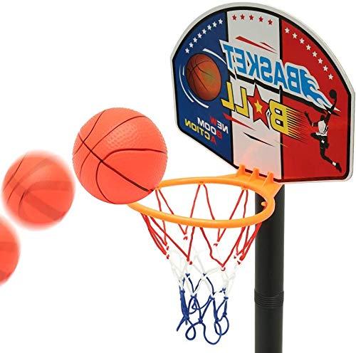 ajustable niños Kids Junior del aro de baloncesto y el soporte de la bomba de la bola del tablero trasero Juego de bolas diversión al aire libre Juguetes actividades de interior y por 3-7 años（200cm)