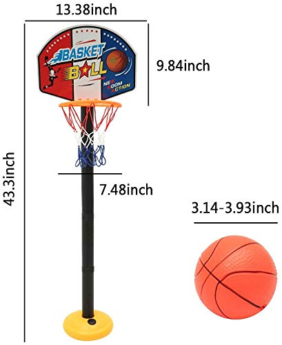 ajustable niños Kids Junior del aro de baloncesto y el soporte de la bomba de la bola del tablero trasero Juego de bolas diversión al aire libre Juguetes actividades de interior y por 3-7 años（200cm)