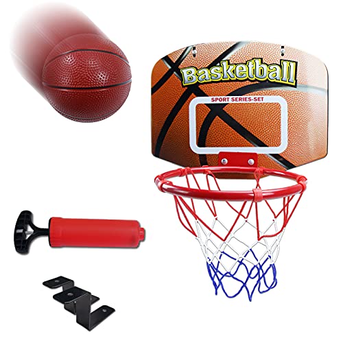 Akokie Canasta Baloncesto Infantil Ajustable Tablero Interior y Exterior Deporte Interior Juguetes para Niños Juegos Educativos Regalos para Niños 4 5 6 7 Años (Incluyendo Inflador y Pelota)