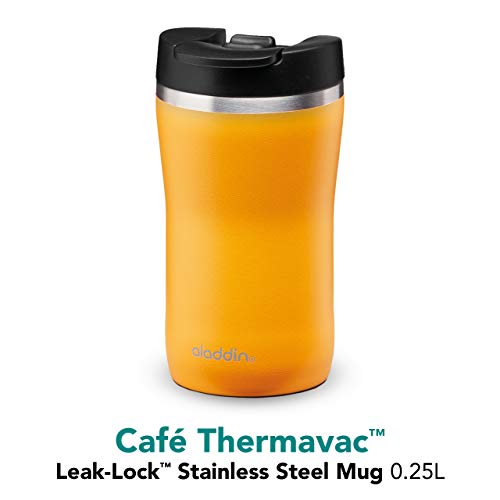 Aladdin Barista Café Thermavac Leak-Lock Termo Café 250ml Sun Yellow – Botella Termica Acero Inoxidable - Termo Café Pequeño Se Mantiene Caliente 2,5 Horas - Libre de BPA - Apta Para Lavavajillas