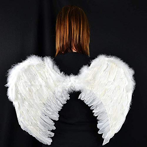 Alas de Ángel Disfraz,Plumas Ángel Alas,Alas Angel Grandes para Adultos,Alas Angel Niños,Alas de Angel Blancas,Alas y Halo de Ángel,Plumas para Cosplay/Carnaval/Navidad/Halloween Fiestas de Disfraces