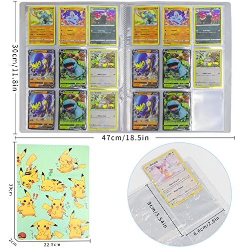 Álbum Compatible con Pokemon, Carpeta Pokemon Tarjetas, Carpeta Álbumes Compatible con Cartas Pokemon, 24 Páginas Álbum de Cartas Coleccionables -Sostiene Hasta 432 Tarjetas(Pikachu)