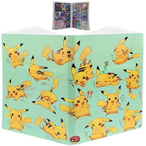 Álbum Compatible con Pokemon, Carpeta Pokemon Tarjetas, Carpeta Álbumes Compatible con Cartas Pokemon, 24 Páginas Álbum de Cartas Coleccionables -Sostiene Hasta 432 Tarjetas(Pikachu)