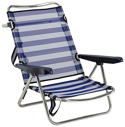 Alco 607ALF-0056 - Silla playa aluminio fibreline, con asa, Azul/Blanco, 720 x 650 x 150 mm, 1 unidad