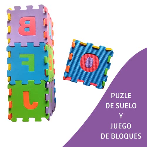 Alfombra Puzzle Bebés| Alfombra Bebé con 72 Piezas De Goma Espuma Que Incluyen Números, Animales y Letras del Alfabeto | Alfombra Puzzle Bebé Ideal para Aprender