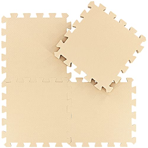 Alfombra Puzzle para Niños Bebe Infantil - Suelo de Goma EVA Suave. 25 Piezas (30 * 30 * 1cm), Beige.QQC-Jb25N