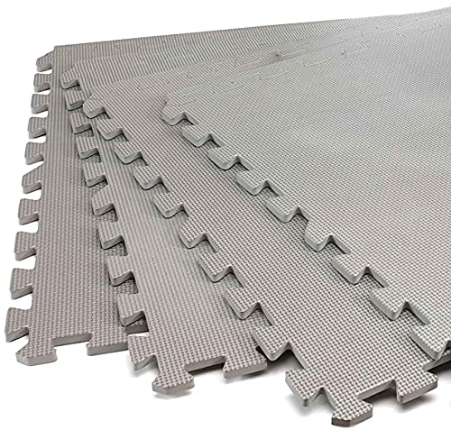 Alfombrillas De Espuma - 4 Piezas | Alfombra baldosa Protector de Suelo Gimnasio Fitness Yoga Piscina - Goma eva - 60x60cm (Gris) | Fácil Montaje