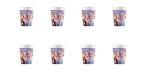 ALMACENESADAN 2545; Pack 8 Vasos Disney Frozen; Ideal para Fiestas y cumpleaños; Capacidad 200 ml; Producto de cartón