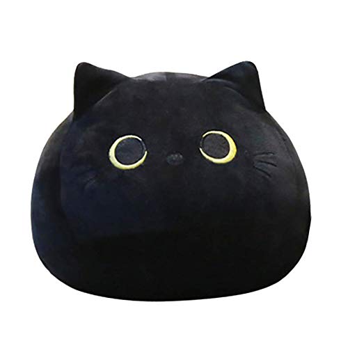 Almohadas de Juguete de Felpa de Gato Negro - Animal de Peluche de Gato Lindo Creativo de 12.6", muñeco de Peluche de Gato Kawaii de Juguete Anime Cat Soft Throw Pillow Navidad cumpleaños para niños