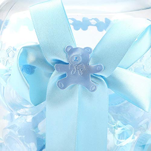 Alvinlite Botellas con Forma de alimentación, Cajas de Dulces, Bonitas Botellas de Dulces para bebés con Elegante decoración de Nudo de Lazo para Eventos de Bautizo, 30 Piezas(One Size-Azul)