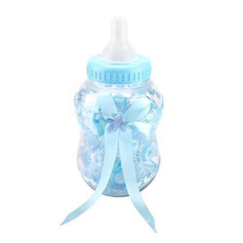 Alvinlite Botellas con Forma de alimentación, Cajas de Dulces, Bonitas Botellas de Dulces para bebés con Elegante decoración de Nudo de Lazo para Eventos de Bautizo, 30 Piezas(One Size-Azul)